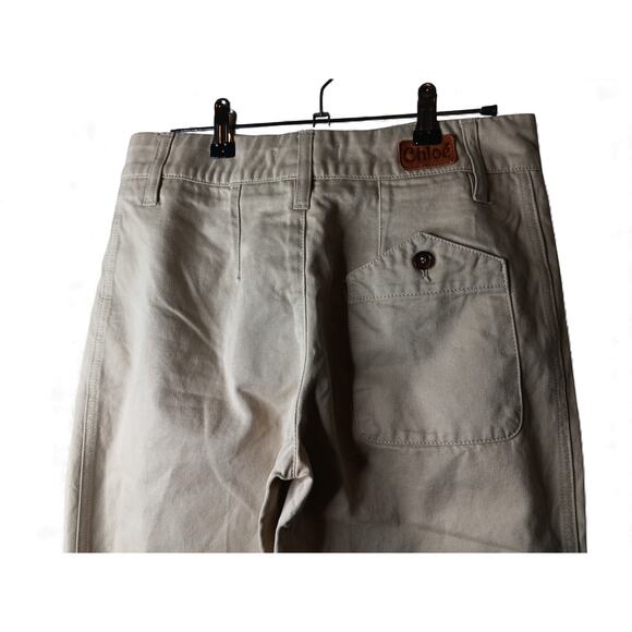 Chloé Beige Cotton Straight Leg Pants Women’s IT 36 High Rise Italy Holiday Gift - Picture 7 of 14